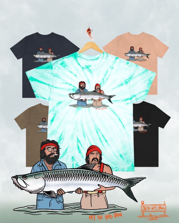 Off the Grid John Cheech and Chong 420 Fishing T Shirt Fly Fishing