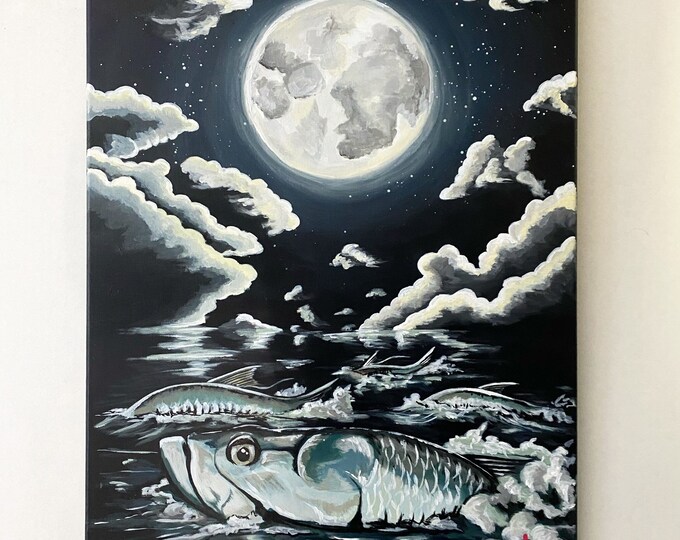 Tarpon Fishing Painting Fly Fishing Home Decor Wall Art off Etsy
