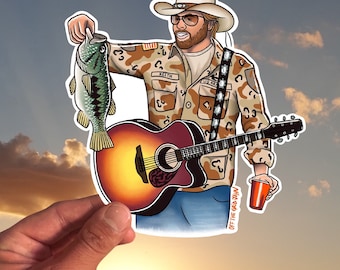 Off the Grid John Toby Keith bass fishing fly fishing sticker gifts for fisherman outdoors nature largemouth