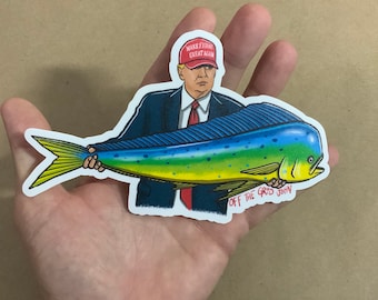 Trump USA fishing sticker off the grid John gifts for fisherman outdoors nature