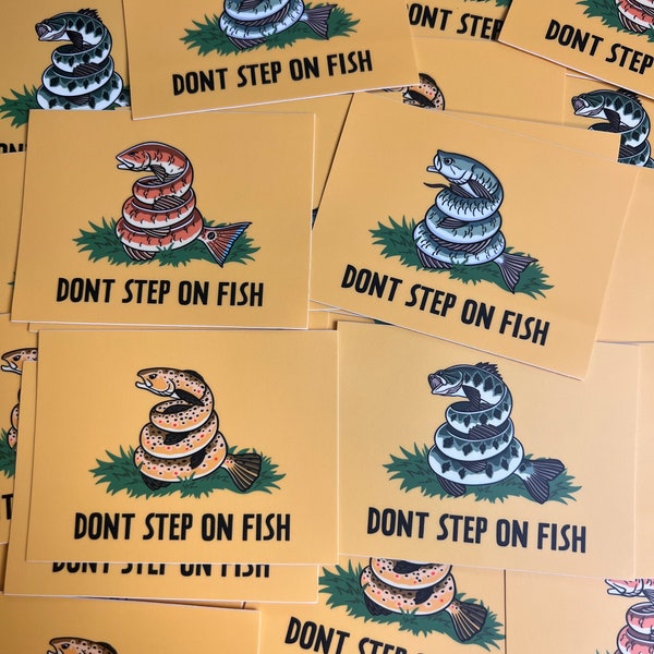 Off the Grid John Don't tread on me bass tarpon trout fishing fly fishing sticker gifts for fisherman outdoors nature decals