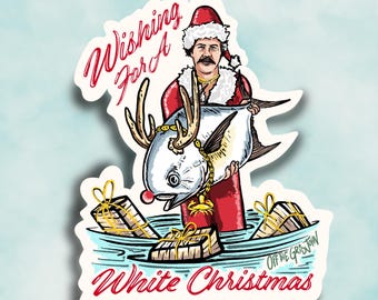 Christmas fishing sticker decal by Off the Grid John