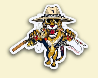 panthers fly fishing outdoors nature sticker decal Off the Grid John gifts for fisherman outdoors nature  Florida nil hockey