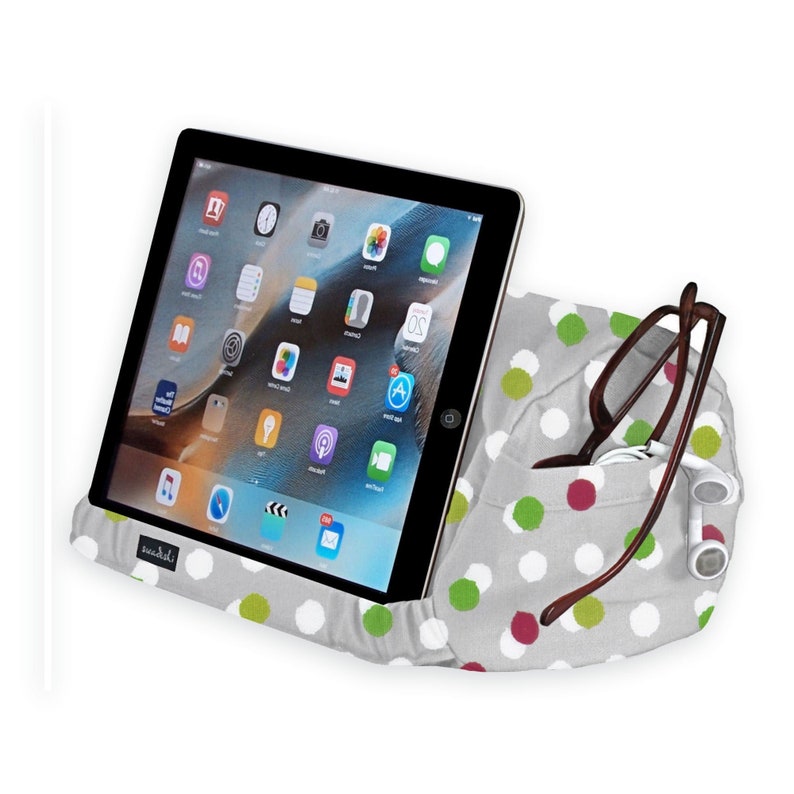 3 Colors The eZView Bolster by Swadeshi \u2022 Soft Ergonomic iPad Stand for Home and Travel \u2022 Buckwheat Hull Fill \u2022 Made in USA \u2022 Free Dot