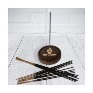 Swadeshi Incense Stand • Crafted by Swadeshi Village Millworks • Dk Walnut inlaid with Maple • Hand Finished • Awaken • Made in USA