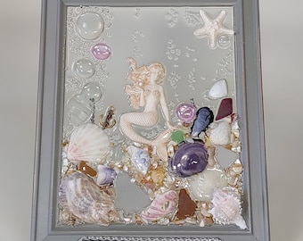 8x10 Hair Mermaid Sea Glass Art Frame