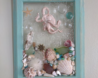 5 x 7 Octopus Sea Glass Art Frame