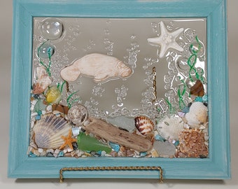 8x 10 Manatee Sea Glass Art Frame