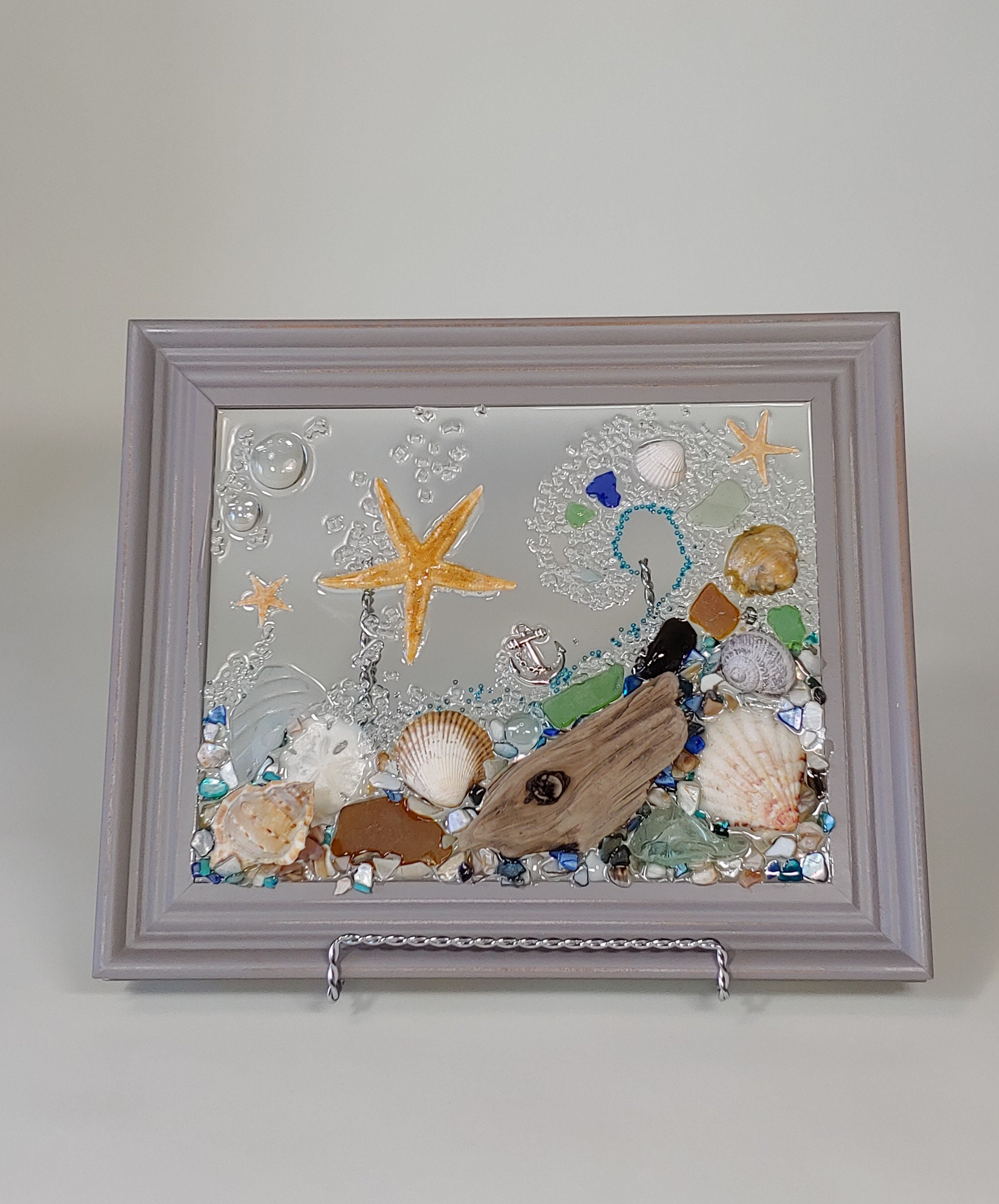 8 X 10 Starfish Wave Sea Glass Art Frame - Etsy