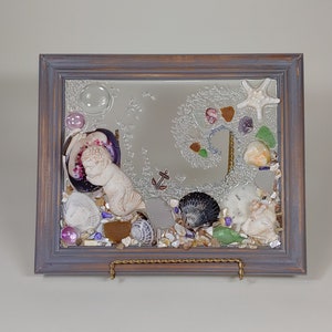 8 x 10 Merbaby in Shell or Heart Sea Glass Art Frame. image 4
