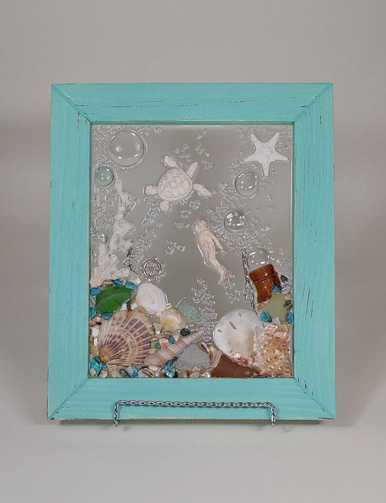 8 X 10 Scuba Diver Sea Glass Art Frame Etsy