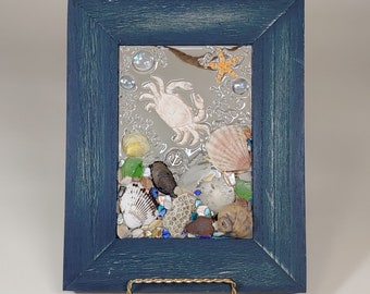 5x7 Crab Sea Glass Art Frame