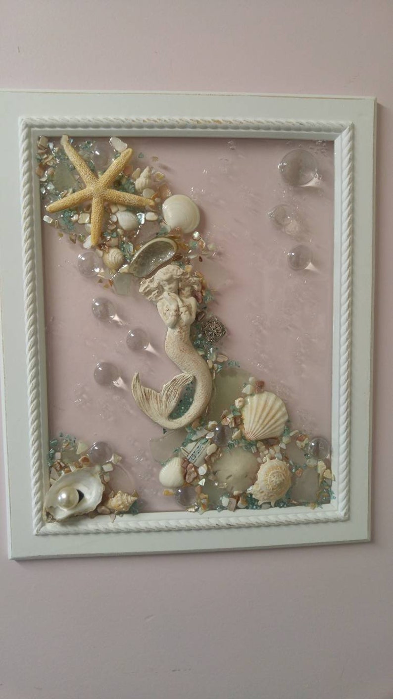 11 x 18 Victorian Mermaid Sea Glass Art Frame | Etsy