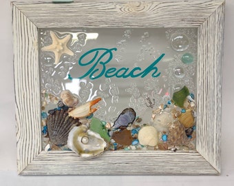 8 x 10 " Beach" Sea Glass art Frame