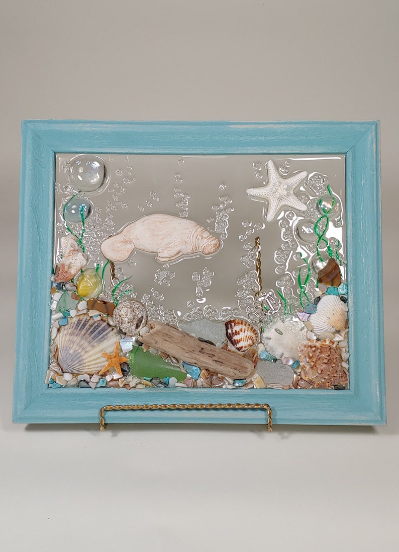 8 X 10 Manatee Sea Glass Art Frame Etsy