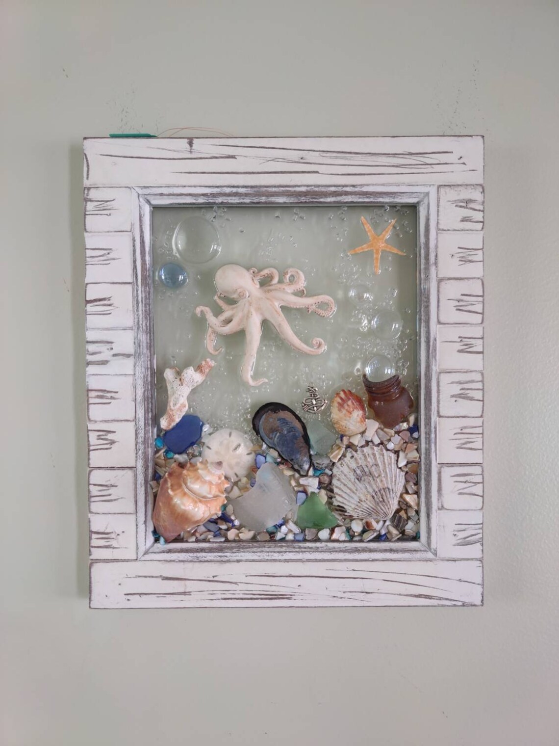 Shell Octupus Frame 8x10 Octopus Sea Glass Art Frame - Etsy
