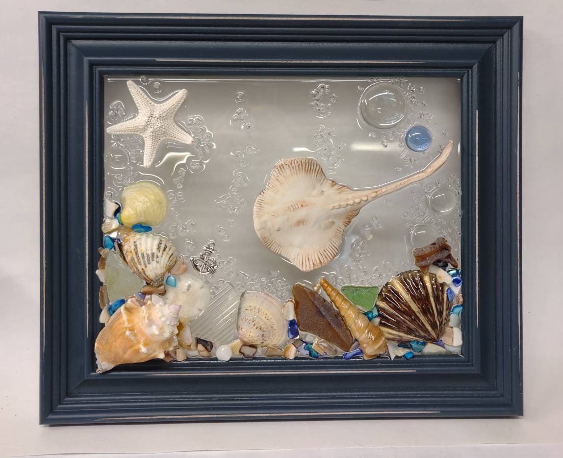 8x10 Stingray Seaglass Art Frame - Etsy