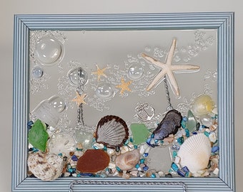 8 x 10 Floating Sea Glass Art Frame