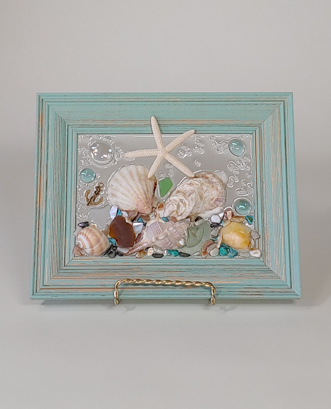 5 X 7 Sea Shell and Sea Glass Collage Art Frame - Etsy