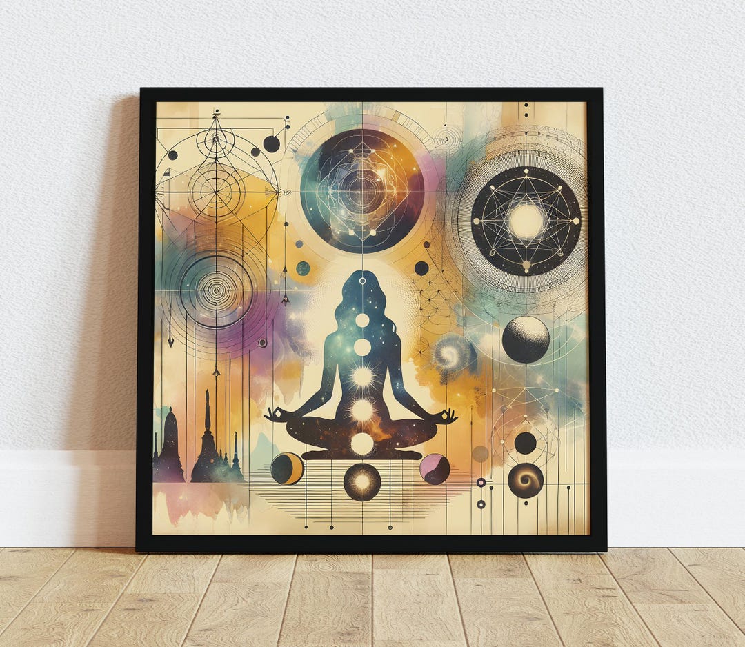 Chakra Meditation Wall Art Colorful Energy Poster Sacred Geometry Yoga ...
