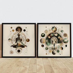 Celestial Meditation Art Prints: Mystical Wall Art Set of 2, Spiritual Awakening Art & Meditation Room Decor image 10