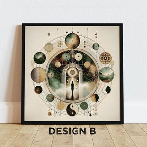 Celestial Meditation Art Prints: Mystical Wall Art Set of 2, Spiritual Awakening Art & Meditation Room Decor Design B