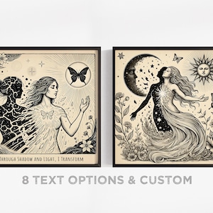 Custom Transformation Art Prints: Butterfly Metamorphosis Art, Self Growth & Empowerment Decor, Inspiring Wall Art, Set of 2 image 1