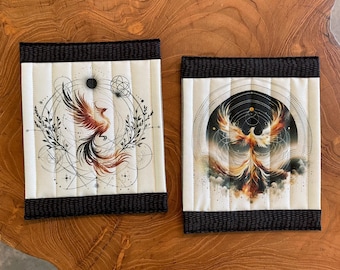 Phoenix Mug Rug: Handmade Fabric Coasters