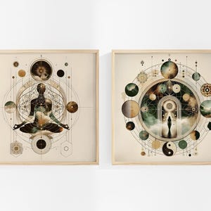 Celestial Meditation Art Prints: Mystical Wall Art Set of 2, Spiritual Awakening Art & Meditation Room Decor image 4