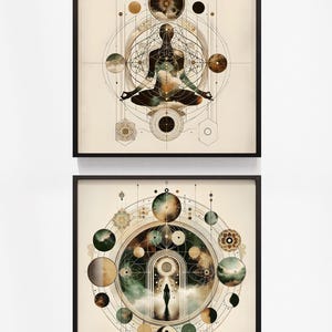 Celestial Meditation Art Prints: Mystical Wall Art Set of 2, Spiritual Awakening Art & Meditation Room Decor image 5