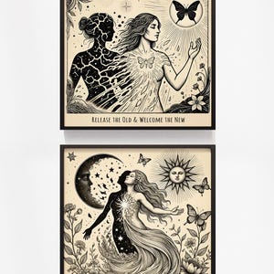 Custom Transformation Art Prints: Butterfly Metamorphosis Art, Self Growth & Empowerment Decor, Inspiring Wall Art, Set of 2 Both Prints