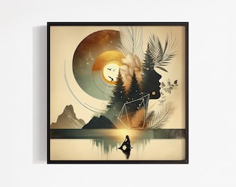 Reflective Meditation Art Print: Sacred Geometry & Metaphysical Nature Art