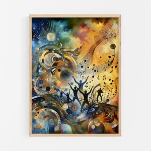 Jazz Flow Music Art Print: Abstract Colorful Wall Art for Music Lovers, Ecstatic Dance Celebration Decor