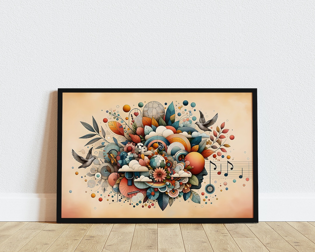 Curated visual reference: Picture Idea: Nature Inspired Geometric Pop Art Illustration Vibrant Surreal Abstract
