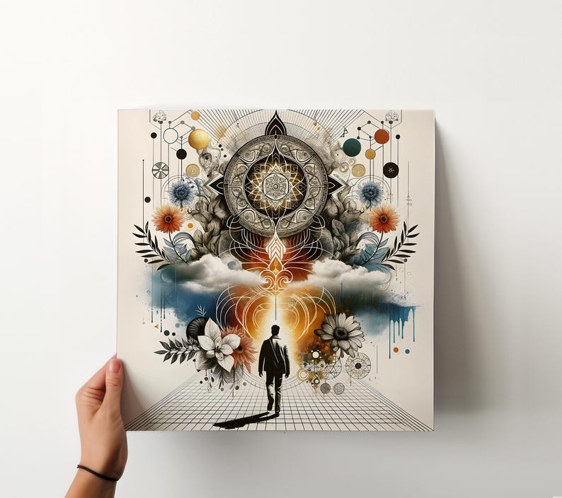 Transformation Art Print: Metaphysical Wall Decor, Mandala Art, Celebration of Life Gift Male