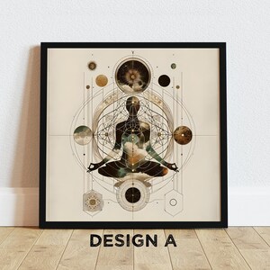 Celestial Meditation Art Prints: Mystical Wall Art Set of 2, Spiritual Awakening Art & Meditation Room Decor Design A