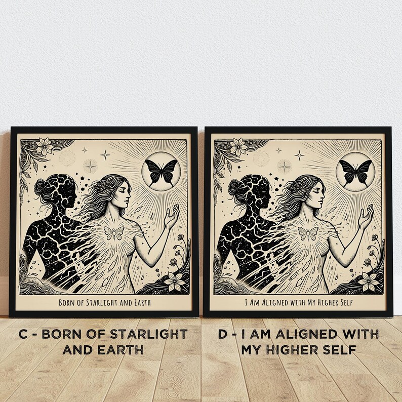 Custom Transformation Art Prints: Butterfly Metamorphosis Art, Self Growth & Empowerment Decor, Inspiring Wall Art, Set of 2 image 4