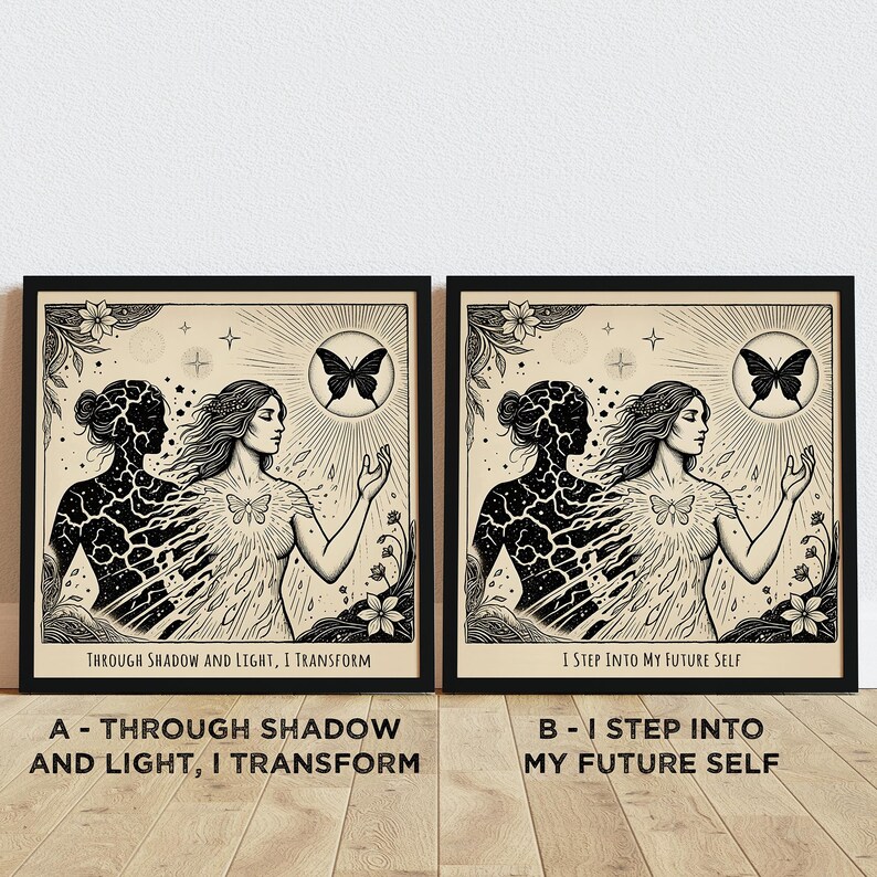 Custom Transformation Art Prints: Butterfly Metamorphosis Art, Self Growth & Empowerment Decor, Inspiring Wall Art, Set of 2 image 3