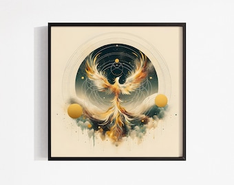 Phoenix Rising Art Print: Symbol of Rebirth, Transformation & Empowerment, Healing Gift