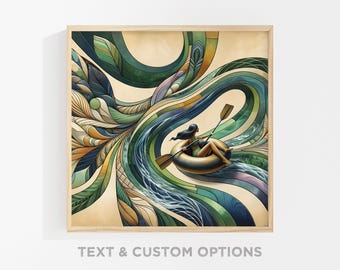 Lámina artística «Be In Flow»: Suelta y deja que Dios te guíe. Arte mural espiritual con opción de texto personalizado.