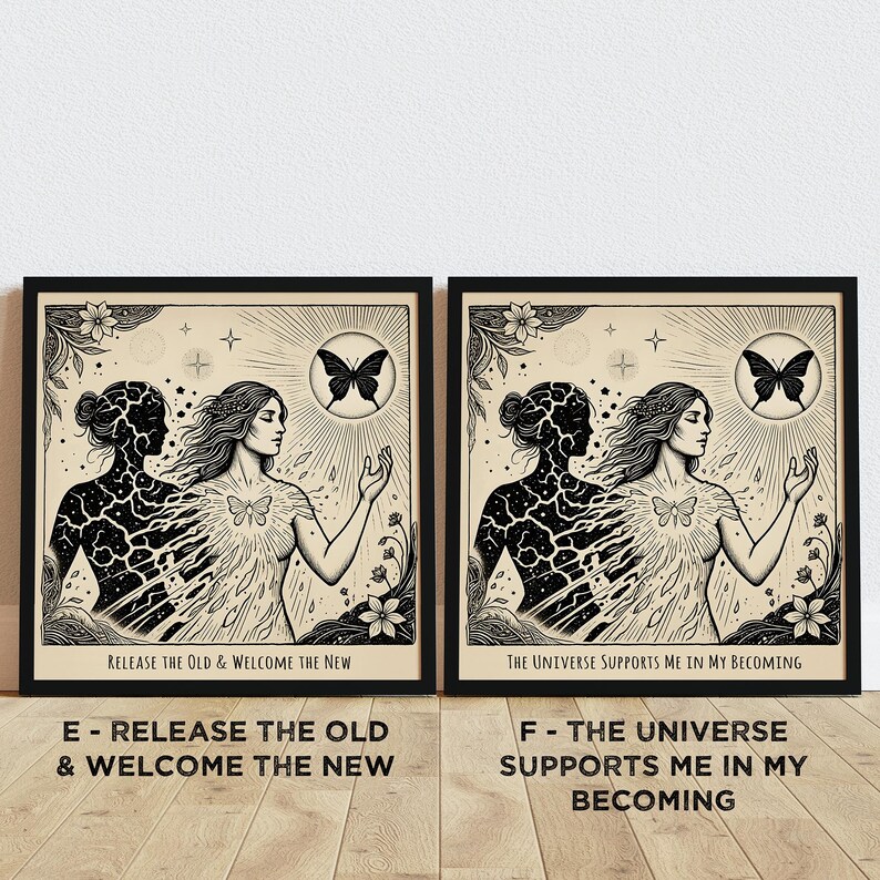 Custom Transformation Art Prints: Butterfly Metamorphosis Art, Self Growth & Empowerment Decor, Inspiring Wall Art, Set of 2 image 5