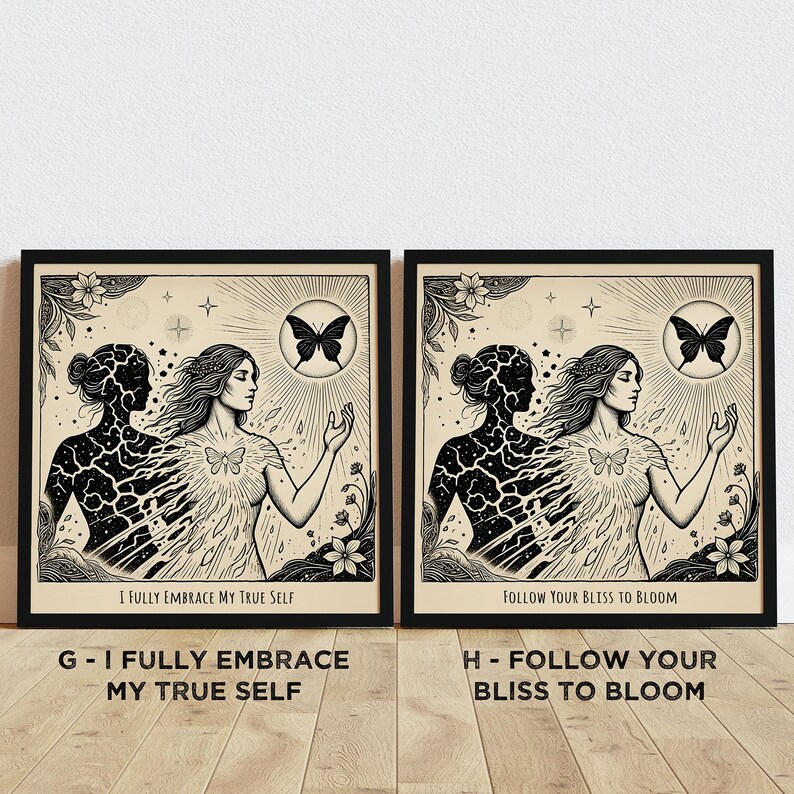 Custom Transformation Art Prints: Butterfly Metamorphosis Art, Self Growth & Empowerment Decor, Inspiring Wall Art, Set of 2 image 6