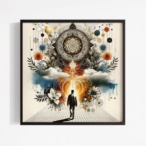 Spiritual Wall Art Meditation Poster Inner Journey Artwork Cosmic Energy Decor Mystical Mandala Print Visionary Unframed Art Gift for Him