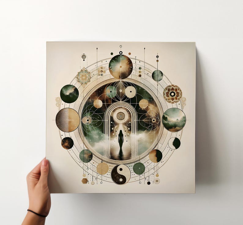 Celestial Meditation Art Prints: Mystical Wall Art Set of 2, Spiritual Awakening Art & Meditation Room Decor image 3