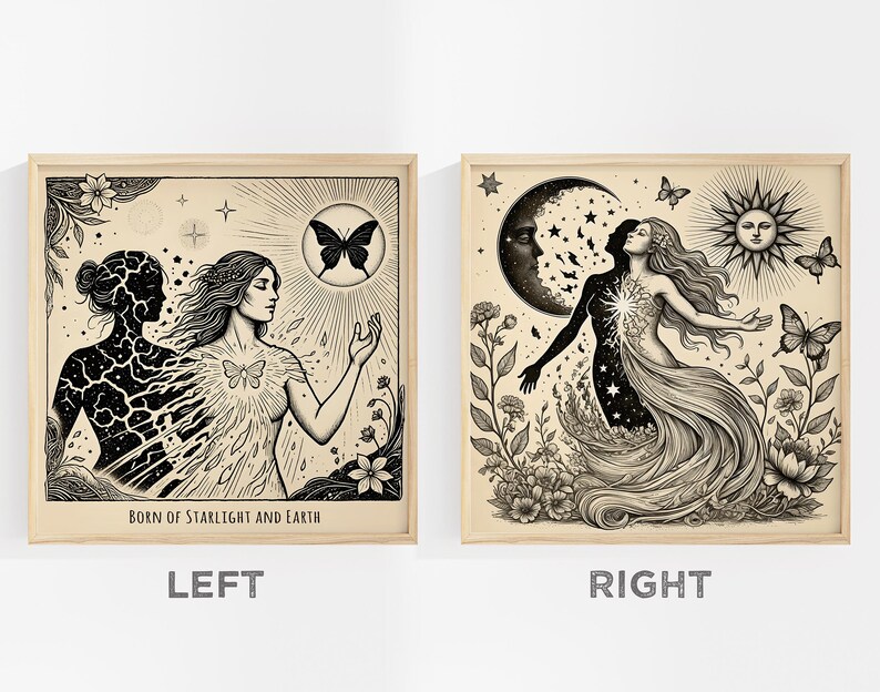 Custom Transformation Art Prints: Butterfly Metamorphosis Art, Self Growth & Empowerment Decor, Inspiring Wall Art, Set of 2 image 2
