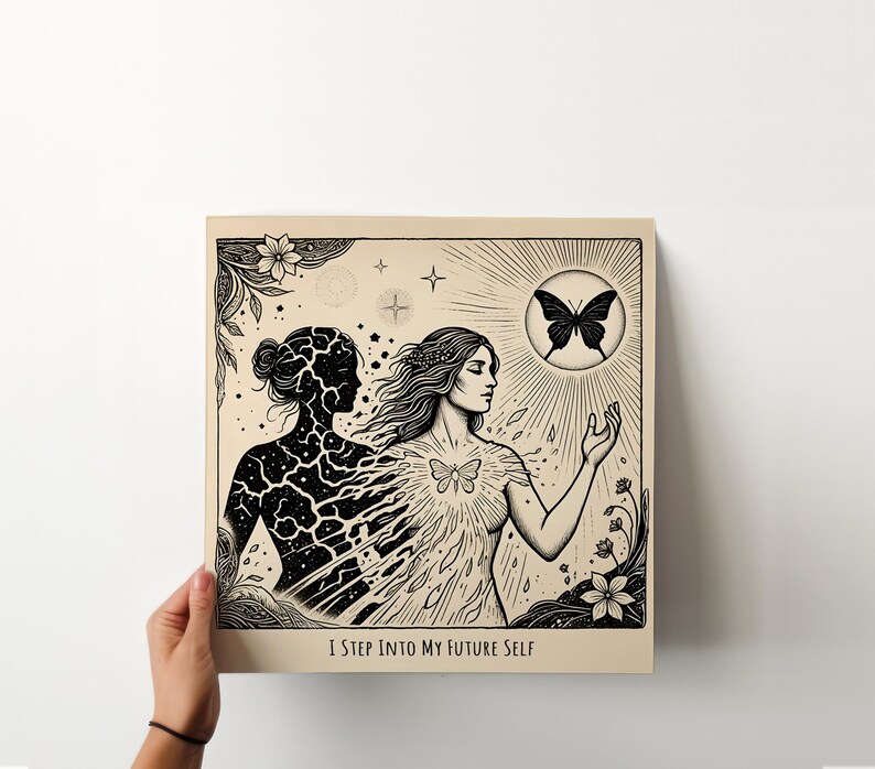 Custom Transformation Art Prints: Butterfly Metamorphosis Art, Self Growth & Empowerment Decor, Inspiring Wall Art, Set of 2 Single Print - Left