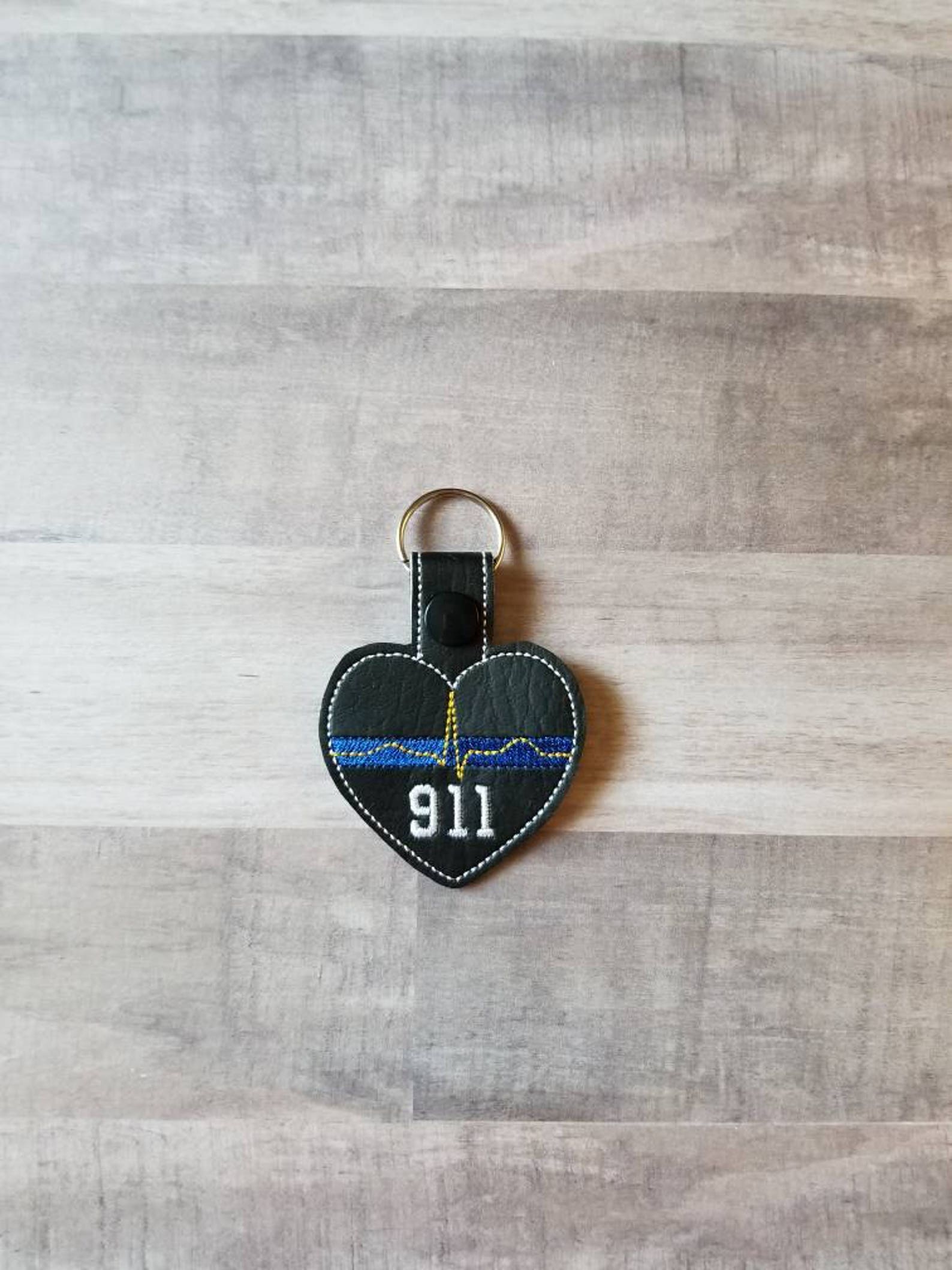 Dispatcher Keychain Police Keychain Thin Gold Line Thin Etsy