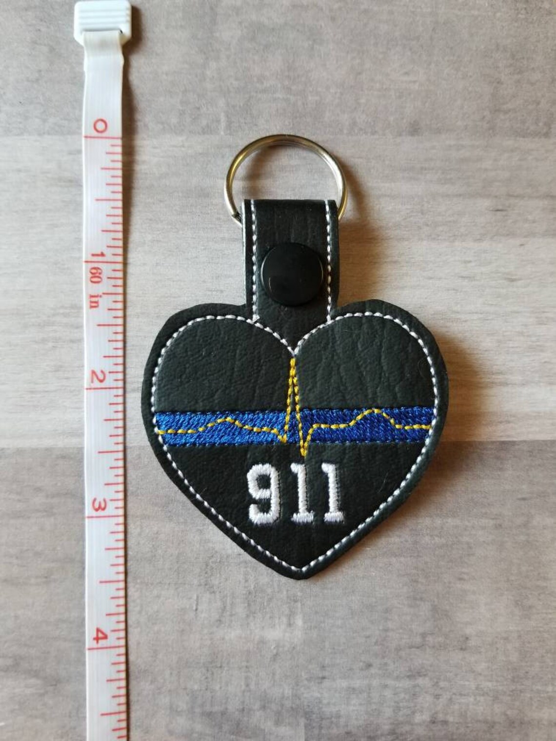 Dispatcher Keychain Police Keychain Thin Gold Line Thin Etsy