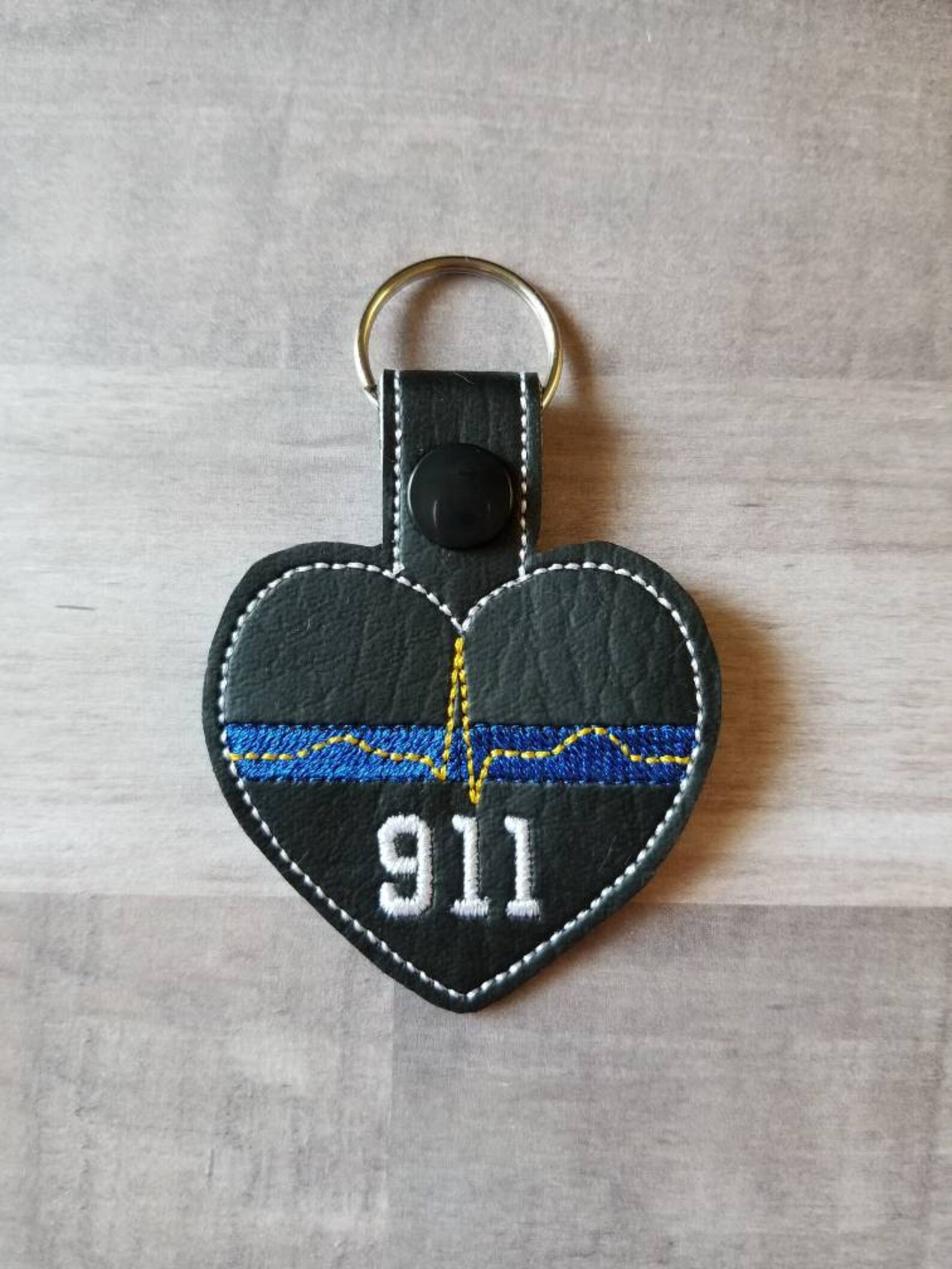 Dispatcher Keychain Police Keychain Thin Gold Line Thin Etsy
