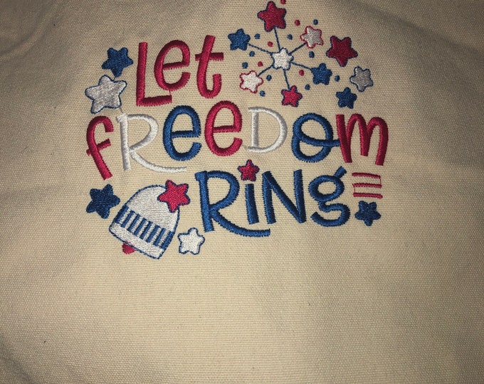 Heavy Duty 12 oz Canvas Tote Bag, USA bag, let freedom ring, 4th of July bag,  patriotic bag, patriotic tote, 17x14x4 Inches.